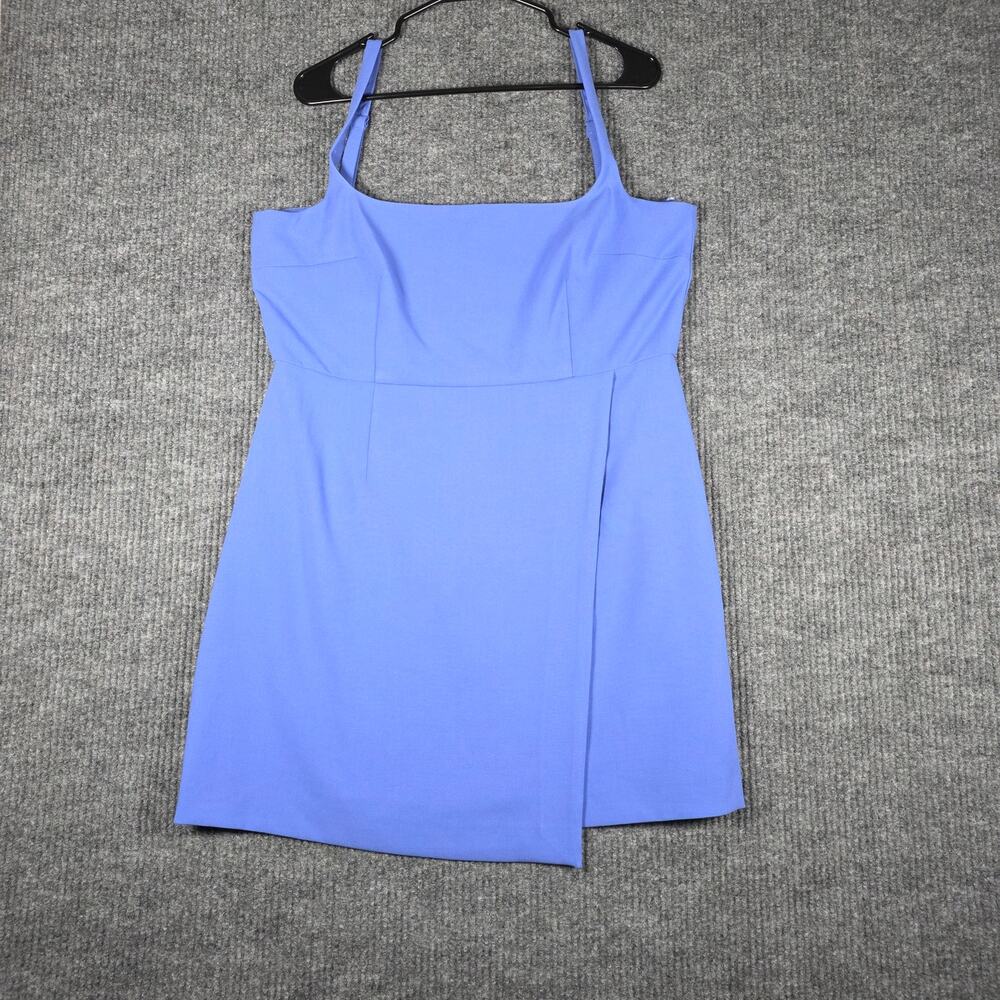 French Connection Blue Asymmetric Mini Dress Women 14 Square Neck